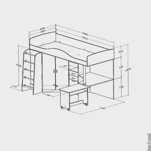 Кровать-чердак «Теремок 1»